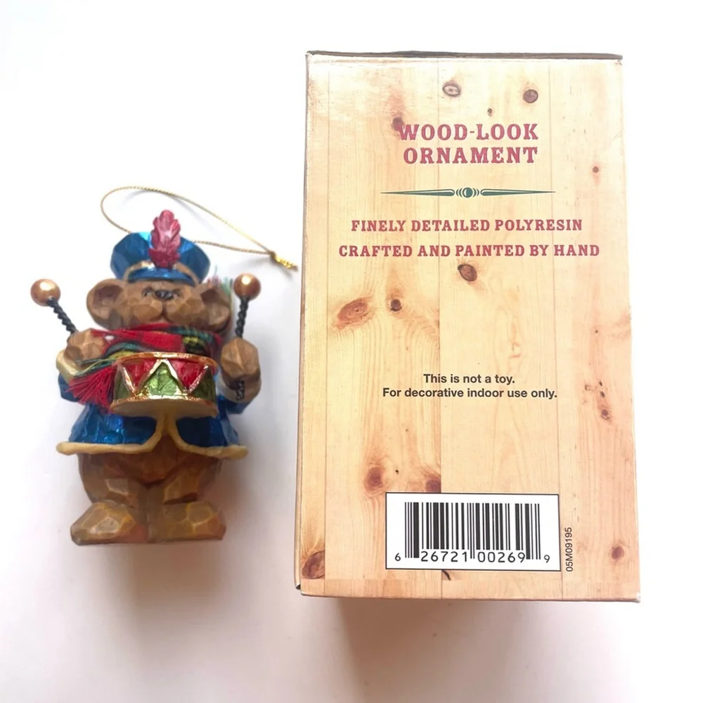 Festive Bear Ornament with Drum holliday christmas tree decoration